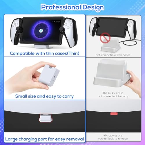 Magnetic Portable Charging Stand for PlayStation Portal, Case-Friendly Charging Dock Station for PS Portal with USB-C Cable, Folding Charger for PS5 Portal Handheld PS Remote Player Accessories