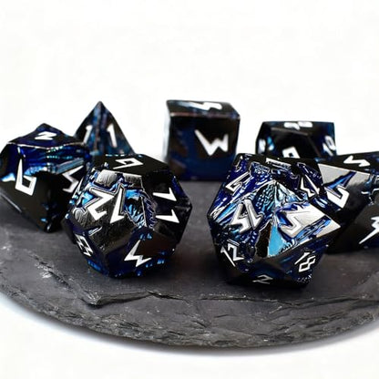 Rule Dice D&D Dice 7 Die Metal DND Dice Set, Weighted Metallic Dungeons and Dragons Dice Set, Large Polyhedral D and D Dice Sets, Cool MTG RPG Dice DND with Gifts Case for Role Playing (Black White) - color: Black White