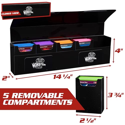 The Original Hydra Magnetic XL Deck Box- Carry All Your Decks At Once- Removable Deckbox Compartments, Self-Locking Closure - Hold 375+ Trading Cards- Compatible w Standard & Smaller Size Gaming TCGs - color: Red