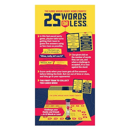25 Words or Less Board Game, Figure Out the Secret Words Before Time Runs Out, 300 Cards, Timer & Countdown Board Included, Fast-Paced Party Game for Families & Adults,Fun for Game Nights & Gatherings