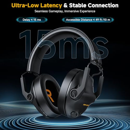 SG600 Wireless Gaming Headset for PC, PS5, PS4, Laptop, Mac, Nintendo Switch, 2.4GHz & Bluetooth 5.3 Gaming Headphones with Noise Canceling Mic, Stereo Sound, 70+Hr Battery, 15ms Latency