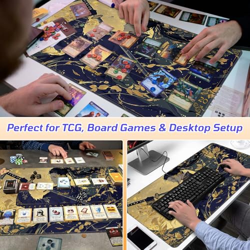 Classical-Style Hero TCG Playmat, RPG Quest Progress Playmat for MTG Card Game, Stitched Edge Non-Slip Rubber Base, Smooth Surface Trading Card Game Mat 24 x 14 Inch - color: Classical-style Hero, size: Zone 2