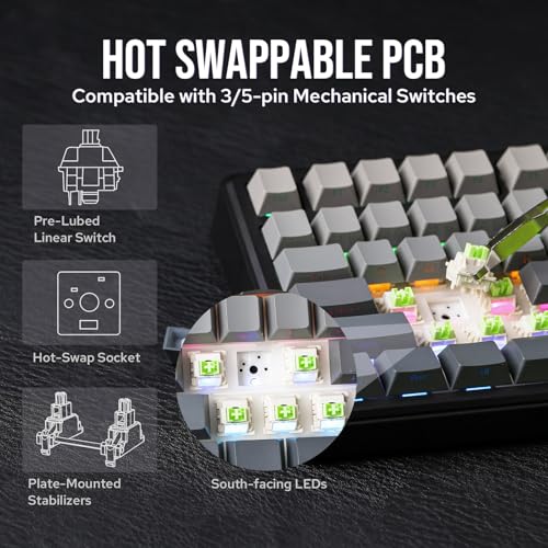 EPOMAKER X Aula F75 MAX Wireless Mechanical Keyboard with TFT Screen and Knob, Gasket Gaming Keyboard in 75% Layout, Hot Swappable, RGB Backlight, for PC/Mac/Linux (Black Gradient) - color: Black Gradient