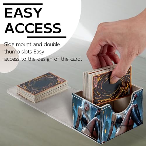 Trading Card Storage Box, Holds 100+ for MTG Cards, PU Leather with Magnetic Closure, Assassin in Gothic Graveyard Durable Deck Box for Magic the Gathering, Trading Card Games - color: Assassin in Gothic Graveyard