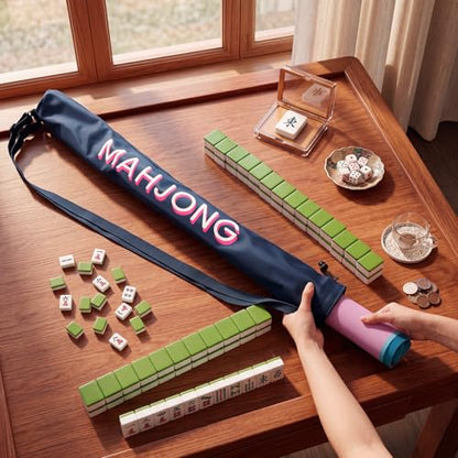 35 Inch Long Mahjong Mat Bag Waterproof Mahjong Mat Storage Carrying Bag Double Strapped Polyester Drawstring Lightweight Holder for Board Games Storage-mat Not Included(Navy Blue) - color: Navy Blue