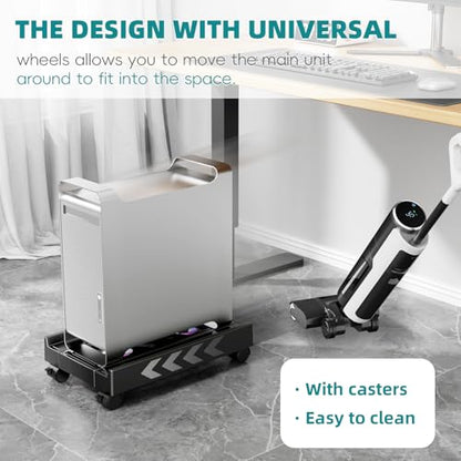 CABTE Adjustable CPU Holder with Cooling Fan and RGB Light | Mobile CPU Holder with 4 Rolling Casters, Under Desk Computer Tower Stand PC Floor Cart PC Riser for Office, Home (With Fan) - color: With Fan