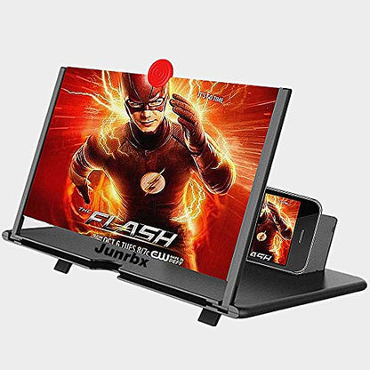 Screen Magnifier Amplifier, New Generation Phone Holder Screen Amplifier, 3D HD Video and Gaming Phone Projector-with Foldable Phone Stand, Supports All Smartphones - color: Black