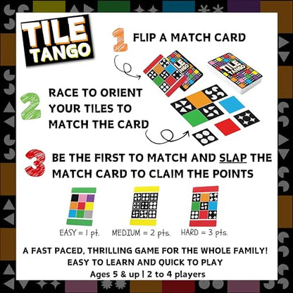 Tile Tango Matching Game - Family Puzzle Game, Board Game for Kids & Families, Travel Game, Develop Problem Solving Skills, Speed Skills and Focus Skills