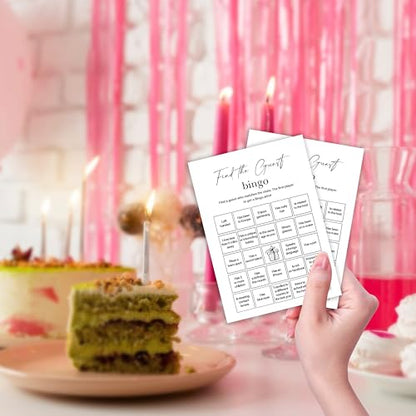 Birthday Party Games, Find The Guest Bingo, 25 Pcs Card Set for Guests, Fun Birthday Game for Teen Adults – A08 - color: Find the Guest Bingo