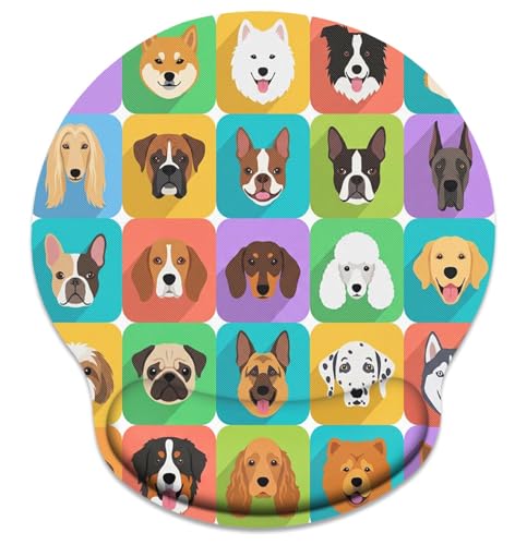 Britimes Ergonomic Mouse Pad with Wrist Support Cute Dogs Non-Slip Rubber Base Mousepad for Home Office Gaming Working Computers Laptop Easy Typing & Pain Relief - color: Cute Dogs