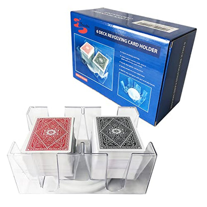 Yuanhe Canasta Playing Card Holder - 6 Deck Revolving Card Tray for Kids & Adults, Rotating Cards Holder for Poker, Canasta, Hand & Foot, Rummy, Go Fish, UNO Games - size: 7.24(L) x 5(W) x 3.3(H) inches