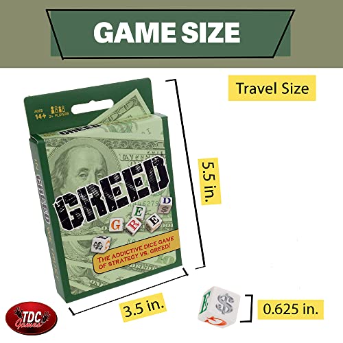 TDC Games Greed Dice Game - Great for Party Favors, Stocking Stuffers, Travel, Camping, for Adults and Families (Pack of 2)