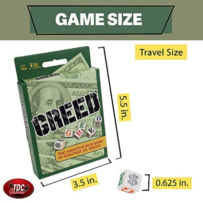 TDC Games Greed Dice Game - Great for Party Favors, Stocking Stuffers, Travel, Camping, for Adults and Families (Pack of 2)