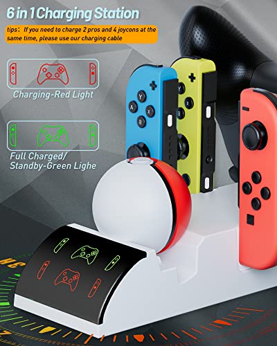 Switch Organizer with Controller Charging Station, ZAONOOL Charger Stand for Nintendo Switch/OLED Joycon and Pro Controller, Accessories Storage Tower for Console, Games and Dock