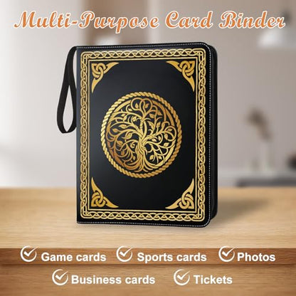 9 Pocket Trading Card Binder 1008 Cards Collection Albums with 56 Removable Sleeves Card Book Holder Leather Collection Storage Binders Compatible with TCG MTG Sport Cards(Tree of Life) - style: Tree of Life Card Albums