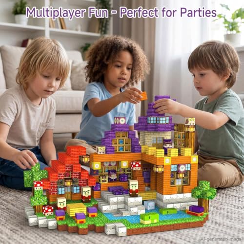 Magic Forest Magnetic Blocks Set for Creative Construction | 300 Pcs Building Toys with 48 Patterns - 0.8" Pixel Sensory Cubes- Birthday Gift for Kids 3-8 - style: Magic Wizard 300