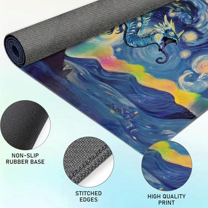 Ultimate TCG Battle Set: 24"x14" Stitched Fantasy Playmat, 16 Dice & Carry Bag – Non-Slip 2mm Rubber Card Game Mat for Trading Card Games (Starry Dragon, Classic Series) - color: Starry Dragon, size: CLASSIC SERIES