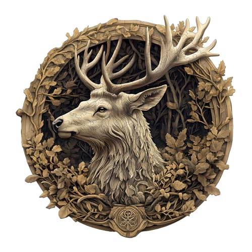 Wooden Puzzles for Adults, 3D Vision Effect-3D Deer Wood Puzzles Adult, Unique Animal Shaped Wooden Jigsaw Puzzle, Birthday Gifts for Friends/Family/Puzzle Lovers, Home Decor(M-11.4 * 11.3in 195pcs) - color: 3d Deer, size: Medium