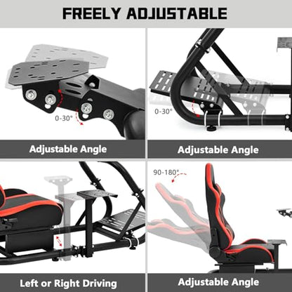 Dardoo G29 Gaming Simulator Cockpit with Real Seat Fit for Logitech G920 G923, for Thrustmaster T300RS, for Fanatec,Direct Drive Sim Racing Cockpit,Without Wheel,Pedal & Handbrake
