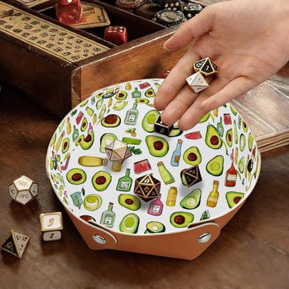 2Pcs PU Dice Holder Folding for RPG DND Table Games, Dice Trays Storage Box Portable Folding Rolling Dice Tray, Kitchen and Avocado - color: Multi 1