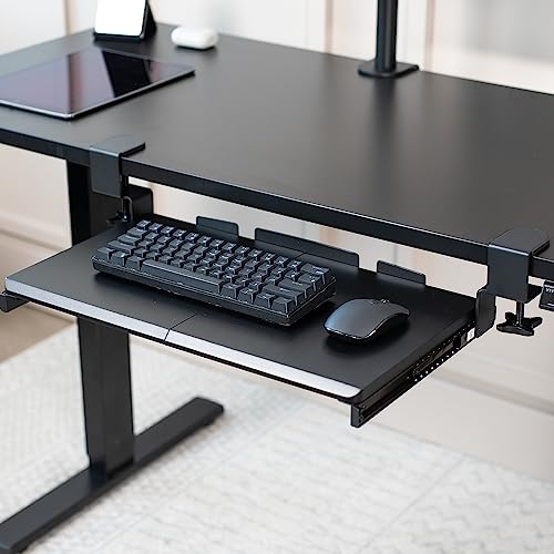 VIVO Small Keyboard Tray, Under Desk Pull Out with Extra Sturdy C Clamp Mount System, 20 Inches (26 Inches Including The Clamps) x 11 Inches Slide-Out Platform Computer Drawer for Typing, Black, | Keyboard Tray for Typing, Slide Out Platform, Extra Sturdy
