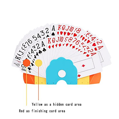Hands-Free Card Holders for Kids: 2 PCS Portable Set Poker Parties | 20-30 cards | reusable BPA-free light plastic | hands-free kids/adults ideal travel/party/family nights | dual-slot fan view - size: Set of 2