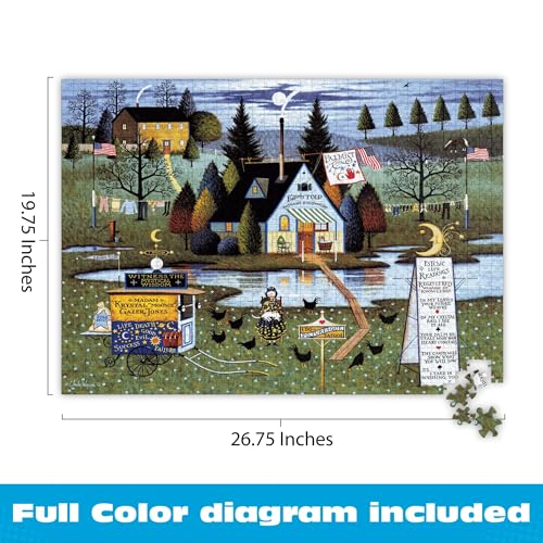 Buffalo Games - Charles Wysocki Know It All - 1000 Piece Puzzle for Adults | Art by Charles Wysocki, Frameable Art, Made in USA, Recycled Board, Includes Poster, Challenging, intermediate to expert - color: Know It All