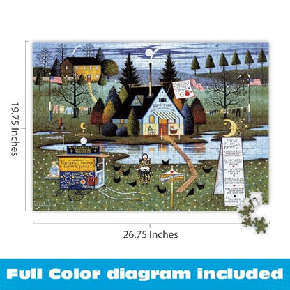 Buffalo Games - Charles Wysocki Know It All - 1000 Piece Puzzle for Adults | Art by Charles Wysocki, Frameable Art, Made in USA, Recycled Board, Includes Poster, Challenging, intermediate to expert - color: Know It All