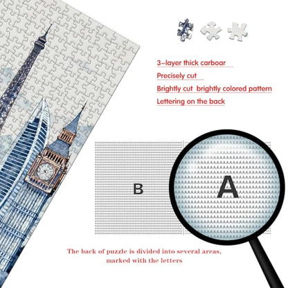 Puzzle for Adults 1000 Pieces, Scenic Spot Puzzle, Challening Impossible Difficult Hard Fun 1000 Pieces Jigsaw Puzzles for Adults Family with Letters on Back - color: Scenic Spot 1000 Pieces