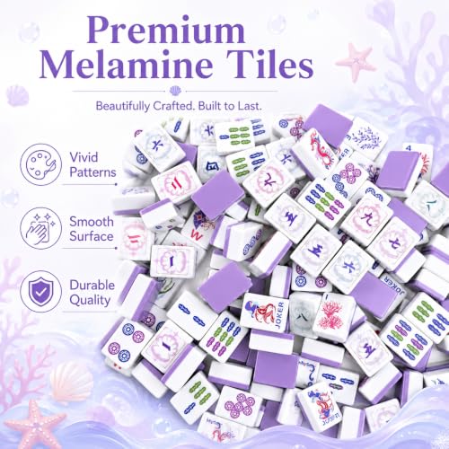 Purple American Mahjong Set, 168 Premium Melamine Tiles with 12 Jokers, Luxury Gift Box Mahjongg Set for Women, Moms & Grandmas, Portable Board Game for Girls’ Night & Weekly Clubs - color: Purple
