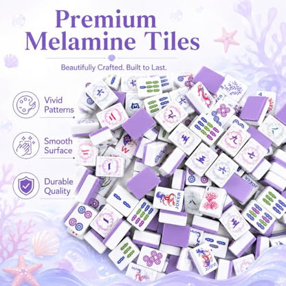 Purple American Mahjong Set, 168 Premium Melamine Tiles with 12 Jokers, Luxury Gift Box Mahjongg Set for Women, Moms & Grandmas, Portable Board Game for Girls’ Night & Weekly Clubs - color: Purple