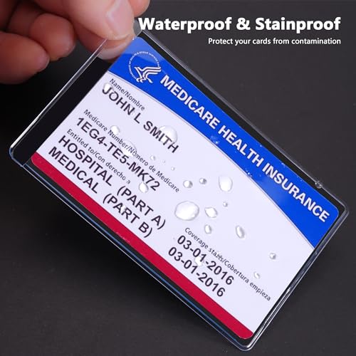 New Medicare Card Holder Protector Sleeves, Social Security Card Protector, 12 Mil Clear PVC Water Resistant Plastic Sleeves for New Medicare/Social Security/Business/ID/Credit Cards(6 Pack)