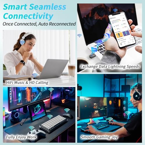 Latest Bluetooth 6.0 Adapter for PC Laptop, Mini Wireless USB Dongle Adaptor for Windows 11/10/8.1 Desktop Computer, Plug & Pair w/Bluetooth Headset Speaker Keyboard Mouse Game Controller - size: Mini Sized