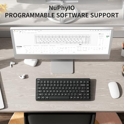 NuPhy Node75 Wireless Mechanical Keyboard, 75% Hot Swappable Custom Low Profile Keyboard, 84 Keys Computer Gaming Keyboards, Supports Touch Gestures, PBT Keycaps, RGB Backlit, Bluetooth/2.4GHz/USB-C - color: Gray, size: Low-Profile Brown Nano Switch