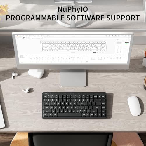 NuPhy Node75 Wireless Mechanical Keyboard, 75% Hot Swappable Custom Low Profile Keyboard, 84 Keys Computer Gaming Keyboards, Supports Touch Gestures, PBT Keycaps, RGB Backlit, Bluetooth/2.4GHz/USB-C - color: Gray, size: Low-Profile Red Nano Switch