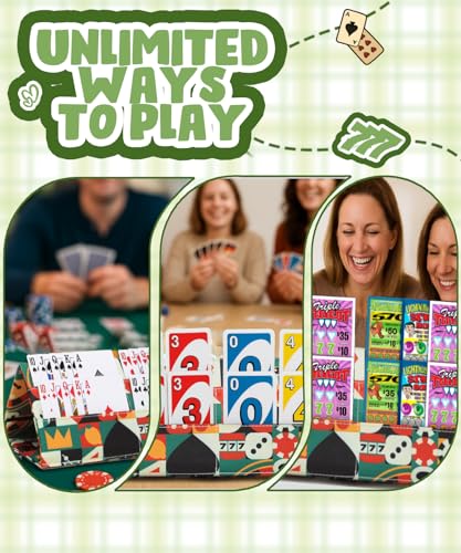 Playing Card Holders for Adults Bingo Pull Tabs Abstract Pattern | Gambling Tickets Card Game Holders for Canasta Poker Bridge Cards Casino - color: Yellow/Green