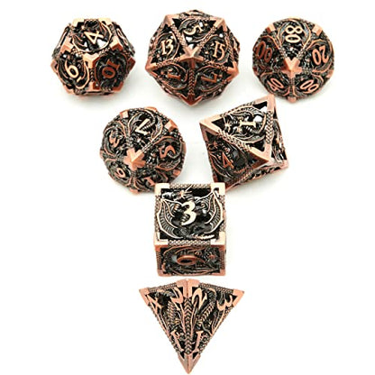 DND Dice Set Metal Dice Dungeons and Dragons Dice Gift Polyhedral Dice Set Role Playing Dice D20 Hollow Polyhedral Dice Set for Dungeons and Dragons RPG MTG Table Games - color: Ancient Red Copper
