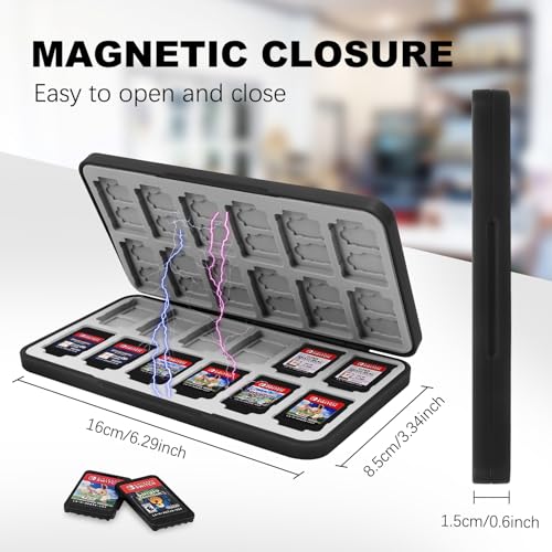 FYY Nintendo Switch Game Case Holder for Switch 2 Cartridge, Red Checkered | 24 Game Card Slots & 48 Micro SD Card Slots, Hard Shell, Silicone Lining - color: D-Checkered Red Black