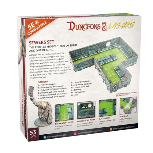 Dungeons & Lasers: Sewers Core Set Miniature Terrain – Unpainted by Archon Studios - Compatible with DND and Other Tabletop RPG Games