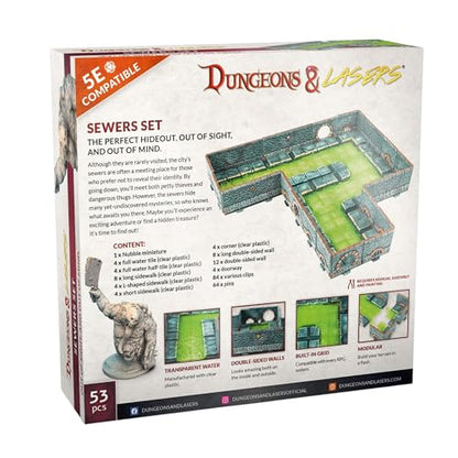 Dungeons & Lasers: Sewers Core Set Miniature Terrain – Unpainted by Archon Studios - Compatible with DND and Other Tabletop RPG Games