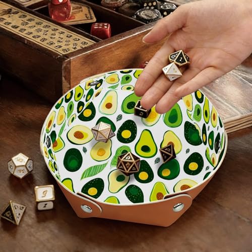 2Pcs PU Dice Holder Folding for RPG DND Table Games, Dice Trays Storage Box Portable Folding Rolling Dice Tray, Leaves and Avocado - color: Multi 2