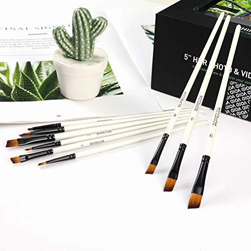 GETHPEN Angular Paint Brushes Set, Angled Paint Brush for Acrylic, 12PCS | Angular Paint Brushes, Nylon Hair Angled Paint Brush Set for Acrylic, Watercolor, Oil, Gouache, Craft, White - style: Angular