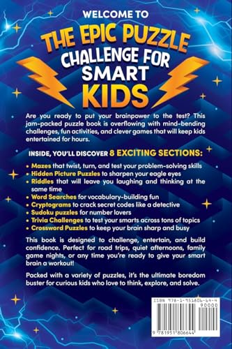 The Epic Puzzle Challenge for Smart Kids: Tricky Riddles, Cryptograms, Mazes, Hidden Pictures, Trivia, Sudoku, Word Games, and Much More!