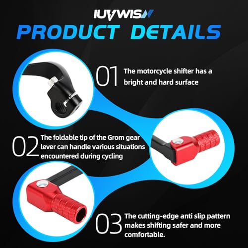Motorcycle Folding Gear Shifter Shift Lever CNC for Grom MSX 125 2013-2024 Grom Clone Boom Vader 125 BD125 SR6 Red - color: Red