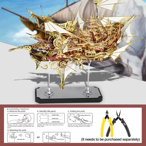 Piececool 3D Metal Puzzles, Nine Heavens Boat Models Kits to Build for Adults, Difficult Brain Teaser DIY Crafts Assemble Ship Building Kits Gifts for Man Women Family Time - color: Nine Heavens Boat