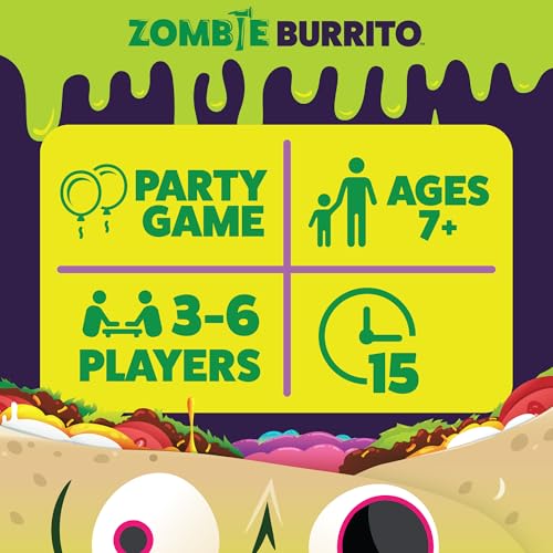 Exploding Kittens Zombie Burrito 3-6 Players, Age7+ Dodgeball Card Game | Zombies vs Survivors! Collect matching cards, use special powers, and throw squishy burritos to win team battles. - size: 9 inches x 10 inches x 3 inches, style: Zombie Burrito