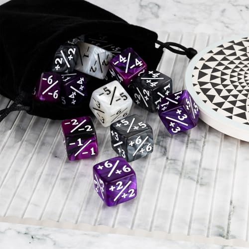 48 PCS Magic Counter Dice Plus 1 MTG Counters Dice Set Marble Life Buff Tokens D6 Dice Compatible with Magic The Gathering, TCG, Card Gaming Accessories, Purple - color: Purple