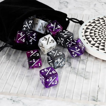 48 PCS Magic Counter Dice Plus 1 MTG Counters Dice Set Marble Life Buff Tokens D6 Dice Compatible with Magic The Gathering, TCG, Card Gaming Accessories, Purple - color: Purple