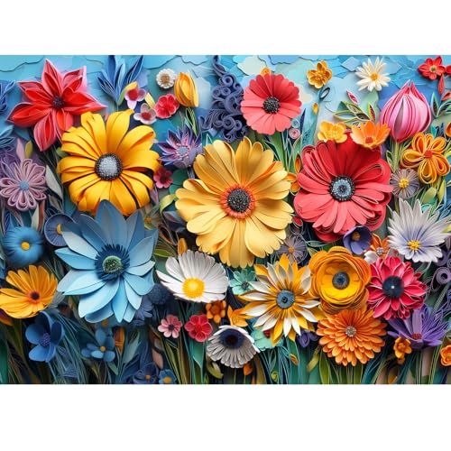 300 Pieces Puzzle for Adults | Colorful Flower Large Piece Puzzle | Recycled Cardboard Puzzles 300 Pieces | Challenging Game Home Decor Birthday Party Gift Toy for Adults Kids Seniors 20.5 * 15 inch - style: Colorful Flower