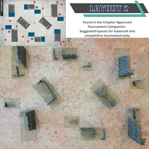 Foldable Imperial Gothic Terrain Set – 3D Printed Modular Ruins, Preassembled Scenery for 28mm Tabletop Wargames, Tournament Layout Compatible (Black)